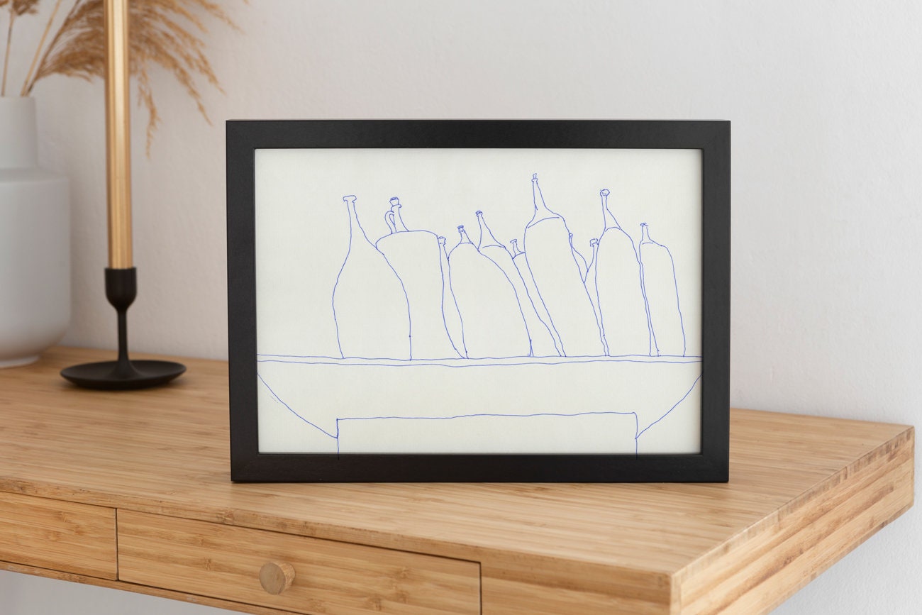 Minimalist Kitchen Print, Printable Bottle Art, Bar Cart Print, Wine Bottle Wall Art, Drink Still Life, French Farmhouse Kitchen Print