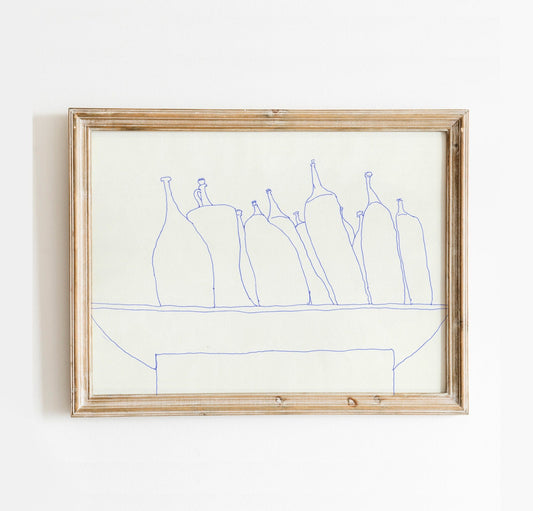Minimalist Kitchen Print, Printable Bottle Art, Bar Cart Print, Wine Bottle Wall Art, Drink Still Life, French Farmhouse Kitchen Print
