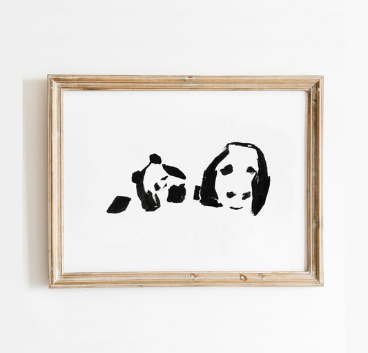 Abstract Panda Print, Black and White Wall Decor, Minimalist Panda Art, Cute Panda, Giant Panda, Wildlife Print, Animal Decor