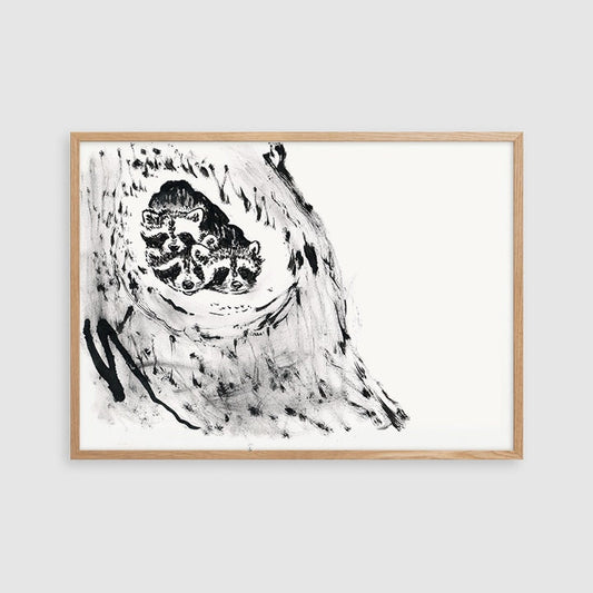Raccoon in Hollow Tree ~ Digital Print ~ Woodland Wall Art ~ Cute Raccoons Printable ~ Raccoon Gifts ~ Animal Nursery Art