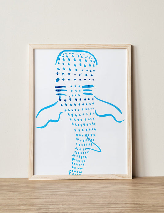 Nursery Nautical Art, Blue Whale Shark Digital Download Print, Ink Drawing for Home, Sea Kids Room Art, Ocean Wall Art, Baby Shower Decor