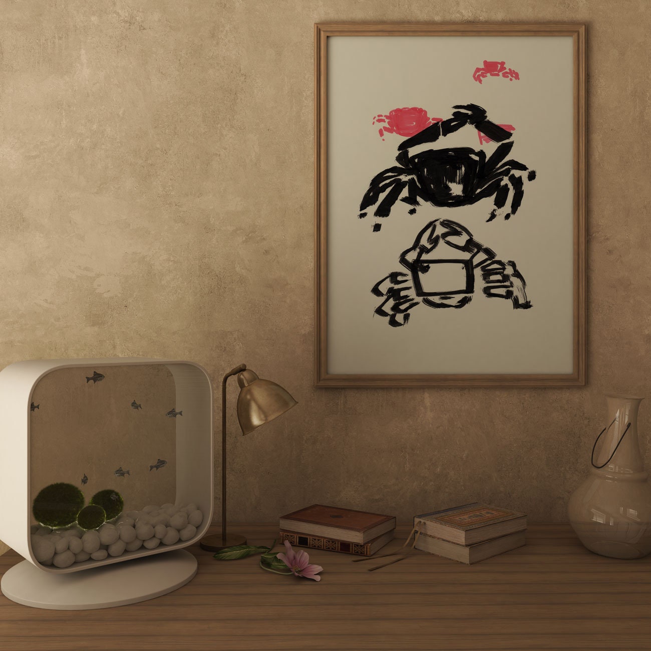 Crab Printable, Digital Download, Nautical Gallery Art, Coastal Decor, Black and White crab, Crab Illustration, Red Crab, Black Crab
