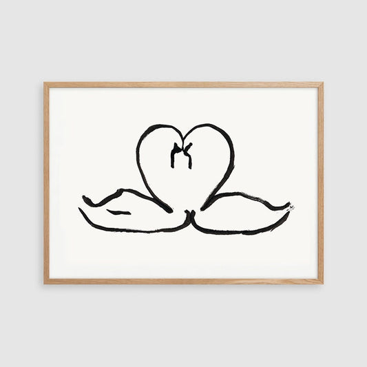 Swan Digital Print, Love Wall Art, Bird Lover Gifts, Swan Heart Art, Black and White Swan Print, Swan Wall Art, Swan Baby Shower