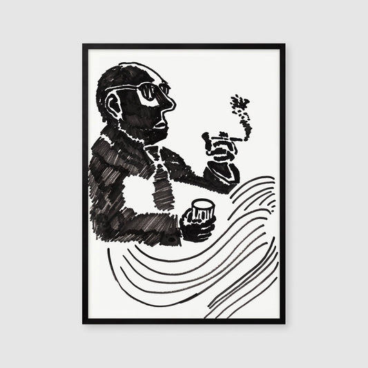 Bar Cart Wall Decor, Digital Download, Cigarette Print, Drink Printable, Modern Wall Art, Ink Drawing, Contemporary Poster, Relax Print