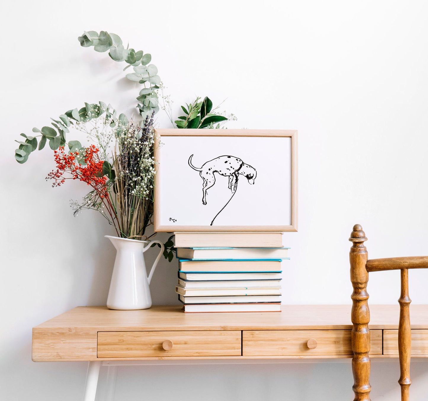 Dalmatian Dog Art Print, Children's Nursery Wall Art, Dalmatian Printable Art, Instant Download, Dalmatian Drawing, Dog Lover Decor