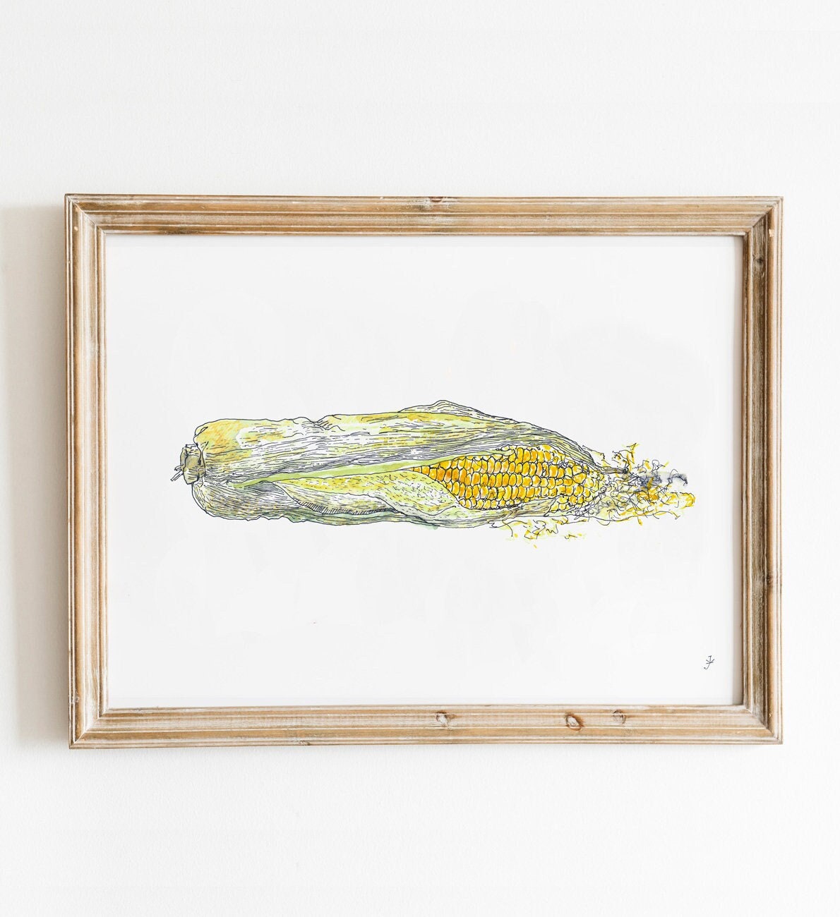 Corn Kitchen Print, Farmhouse Wall Decor, Instant Download, Printable Corn Illustration, Autumn Wall Art, Fall Digital Download, Rustic Art