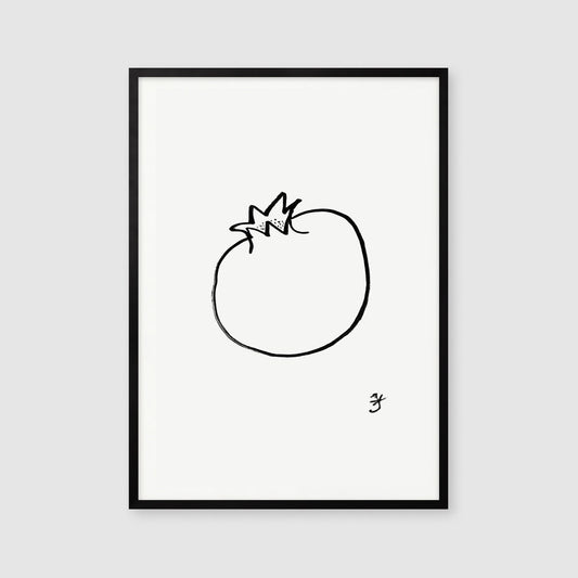 Pomegranate Print, Minimalist Fruit Wall Art, Instant Download, Pomegranate Ink Drawing, Winter Fruit Printable, Kitchen Black and White