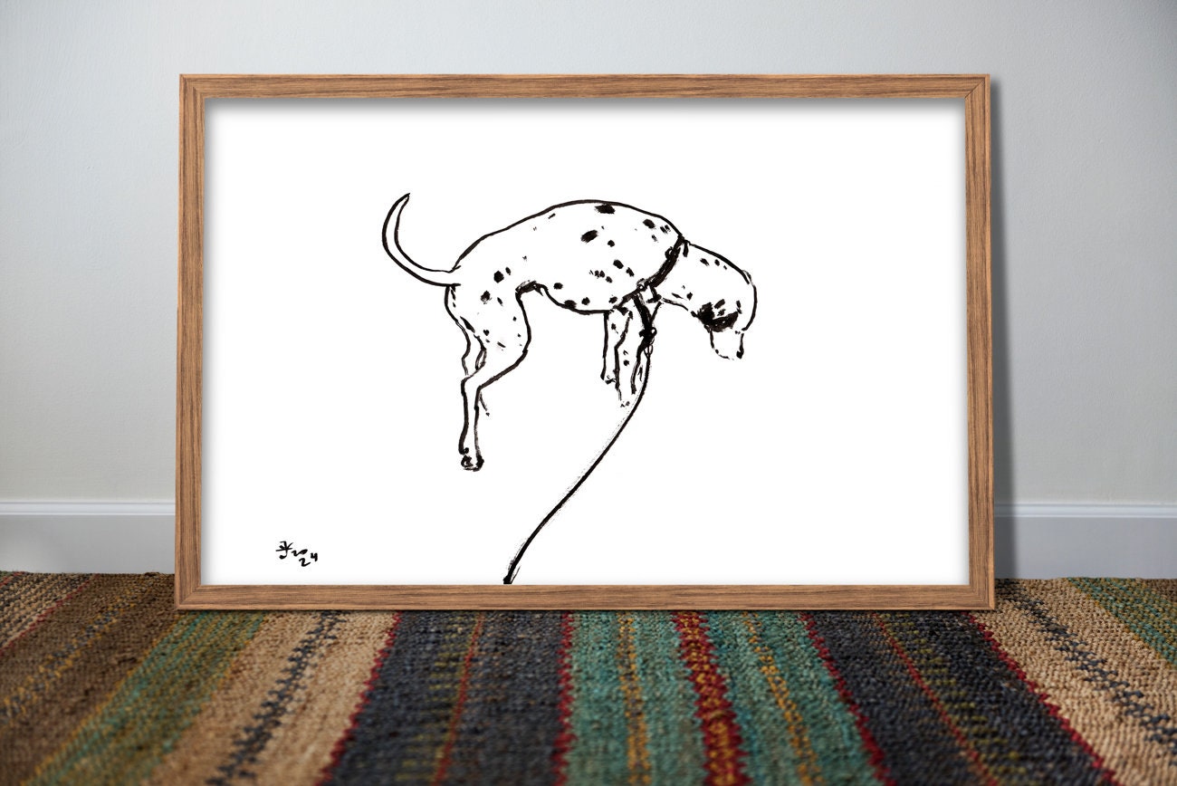Dalmatian Dog Art Print, Children's Nursery Wall Art, Dalmatian Printable Art, Instant Download, Dalmatian Drawing, Dog Lover Decor