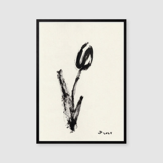 Spring Flower Wall Art, Printable Black and White Decor, Instant Download, Easter Print, Modern Home Decor, Black Aesthetic Girl Room Decor