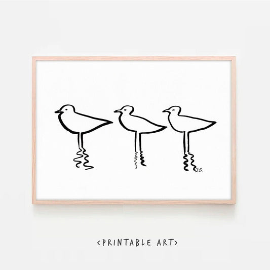 Seagull Print, Coastal Digital Download, Bird Lover Gifts, Water Reflection Print, Black and White Decor, Png Seagull, Svg Seagull
