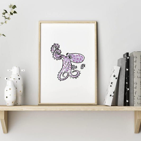 Octopus Nautical Kids Print, Bathroom Nursery Decor, Digital Download, Sea Creature Art, Tentacles Poster, Octopus Illustration for Kids