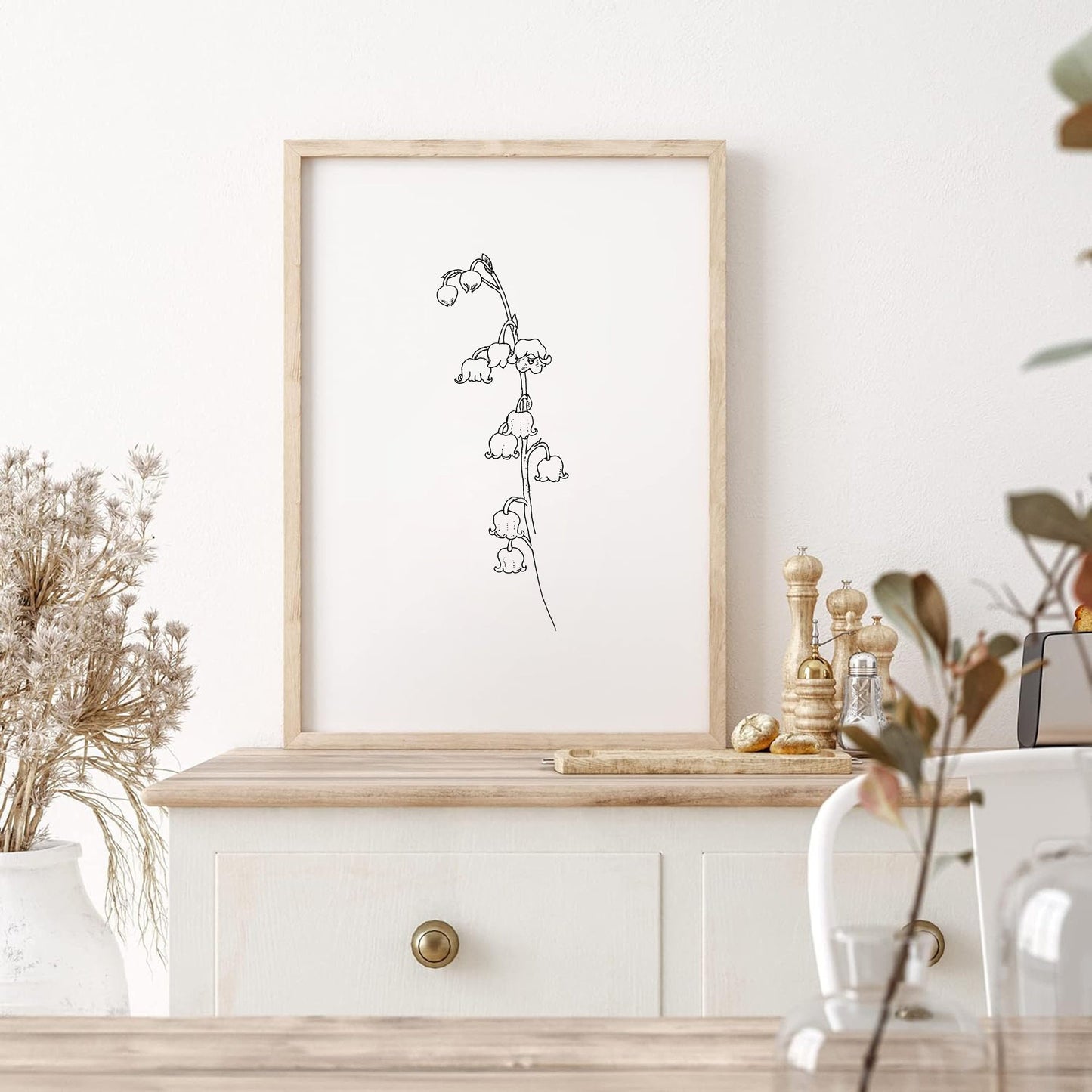 Lily of the Valley Art Print, Spring PNG Flower, Digital Download, Botanical Png, Minimalist Art, Floral Market Wall Art, May Birth Flower