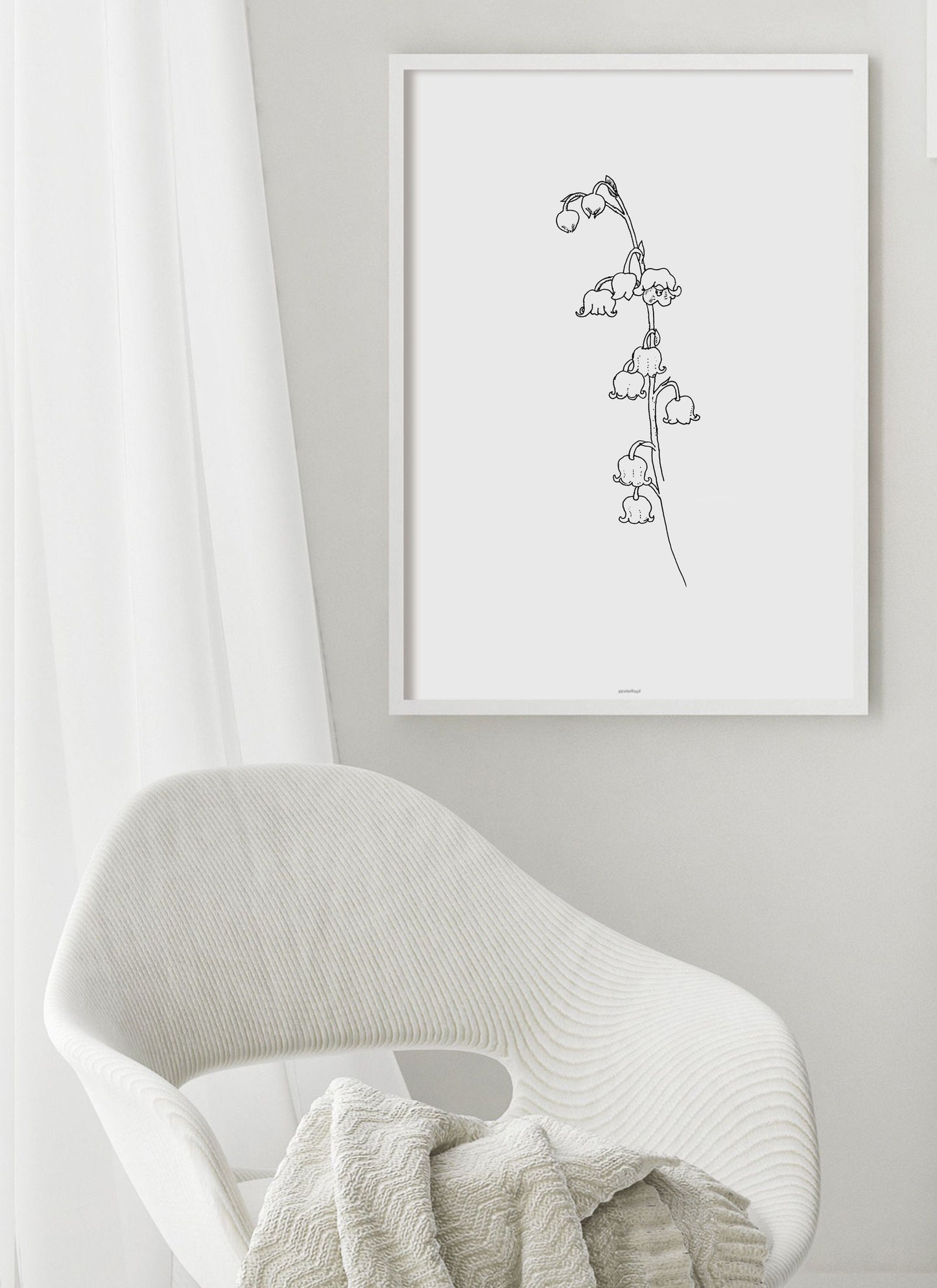 Lily of the Valley Art Print, Spring PNG Flower, Digital Download, Botanical Png, Minimalist Art, Floral Market Wall Art, May Birth Flower