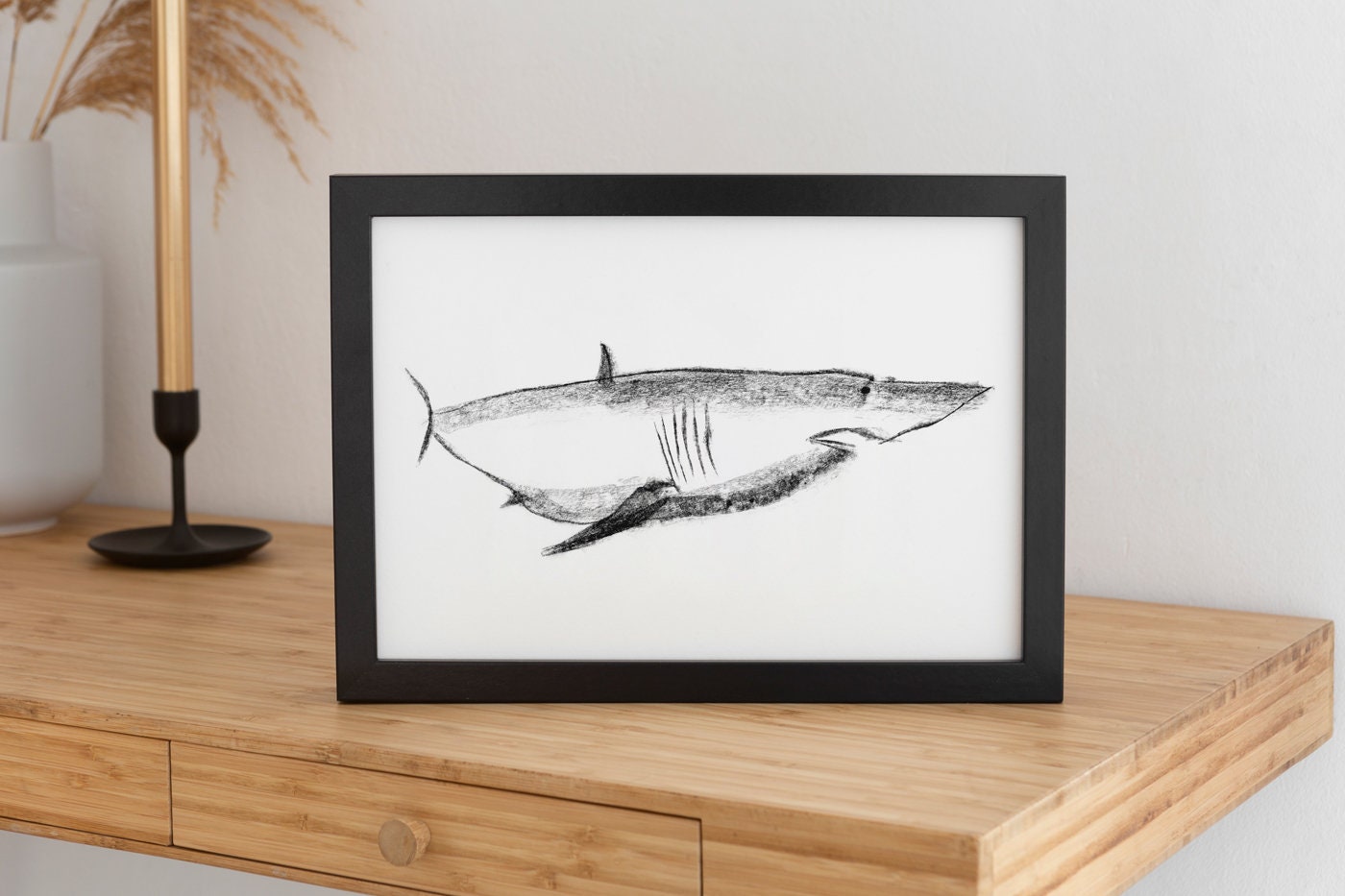 Shark Print, Kids Bathroom Decor, Ocean Beach House Wall Art, Digital Download, Sea Animal Art, Great White Shark Printable, Badly Shark Art