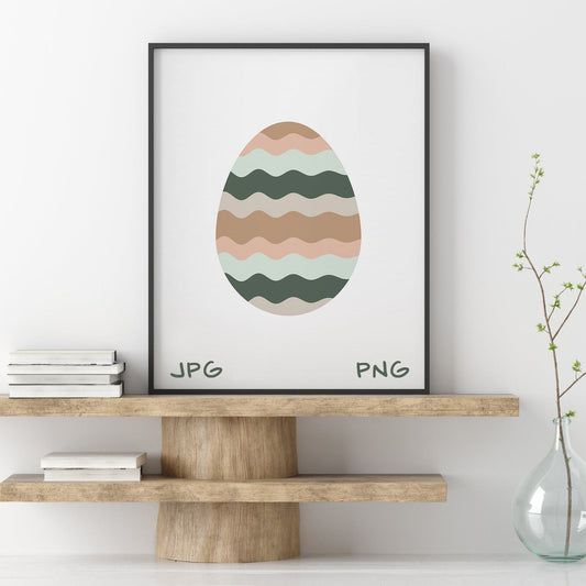 Easter Egg Home Decor, Printable Wall Art, Nursery Easter Decorations, Boho Holiday Poster, Easter PNG, Digital Download, Subtle Color Print