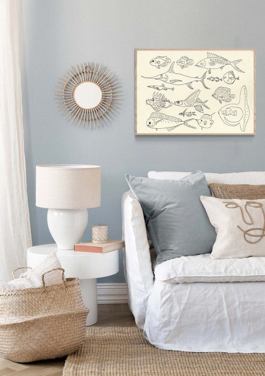 Nautical Nursery Print ~ Fish Wall Art, Digital Download, Ocean Lover Decor, Printable Wall Art, Fishing Decor, Sunfish Poster,