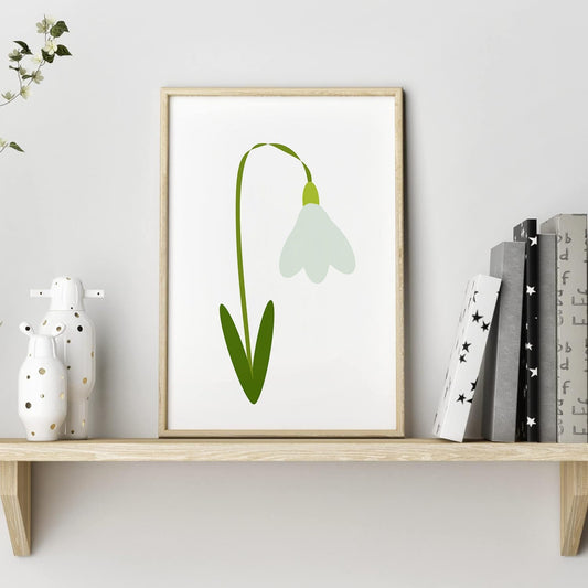 Snowdrop Print, Spring Wall Art, Digital Download, Floral Market Decor, Spring Blossom, Minimalist Botanical Art, Farmhouse Home Decor