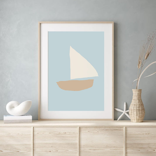 Sailboat Print, Nautical Nursery Wall Art, Baby Blue Decor, Digital Download, Lake House Art, Boys Room Decor, Coastal Nursery Decor