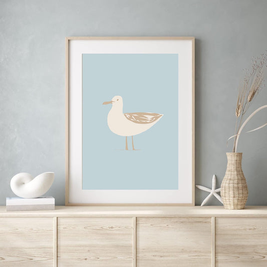 Seagull Print, Baby Blue Bathroom, Coastal Wall Art, Digital Download, Seagull Nursery Decor, Kids Playroom Art, Beach House Wall Art