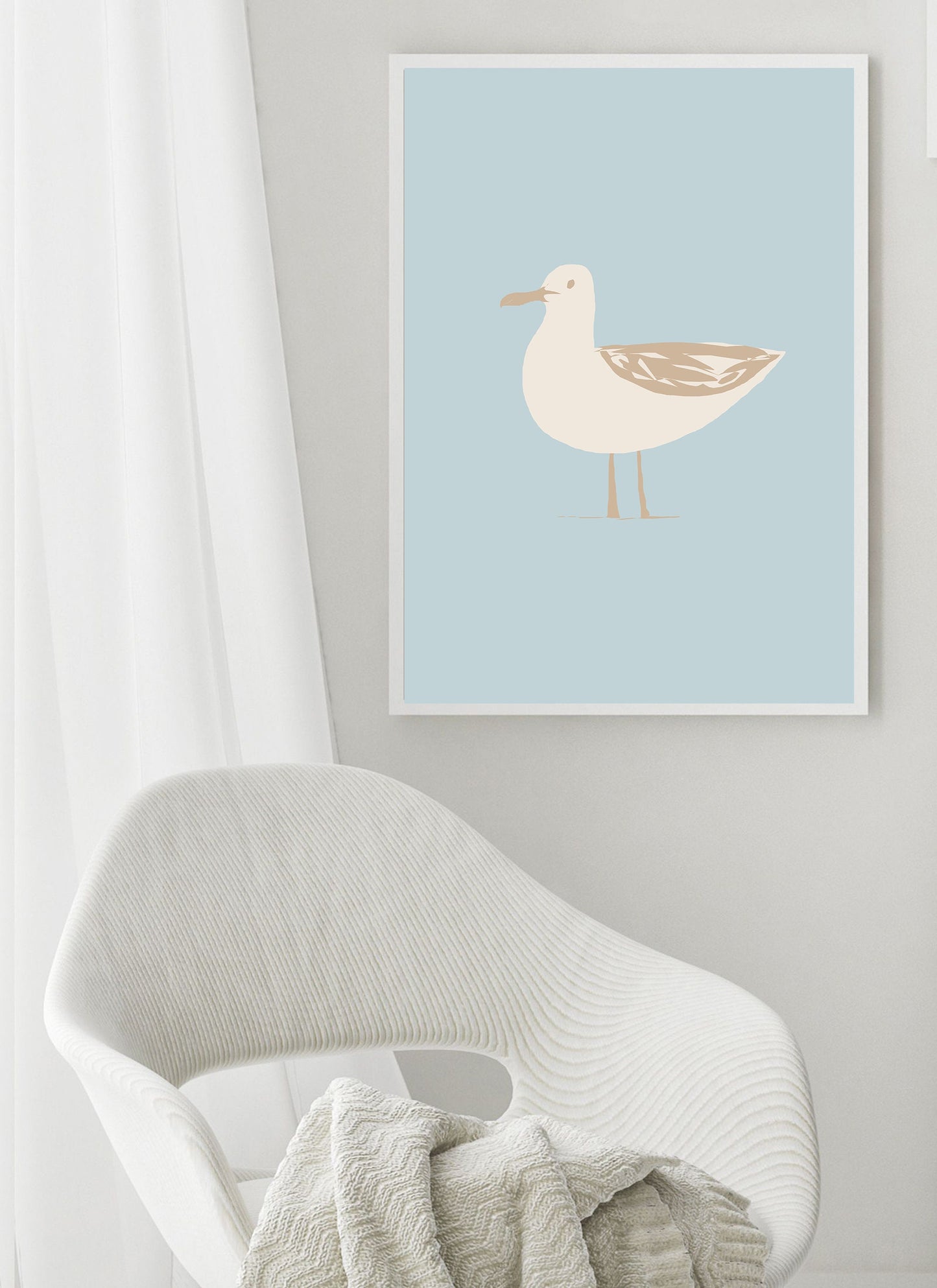 Seagull Print, Baby Blue Bathroom, Coastal Wall Art, Digital Download, Seagull Nursery Decor, Kids Playroom Art, Beach House Wall Art