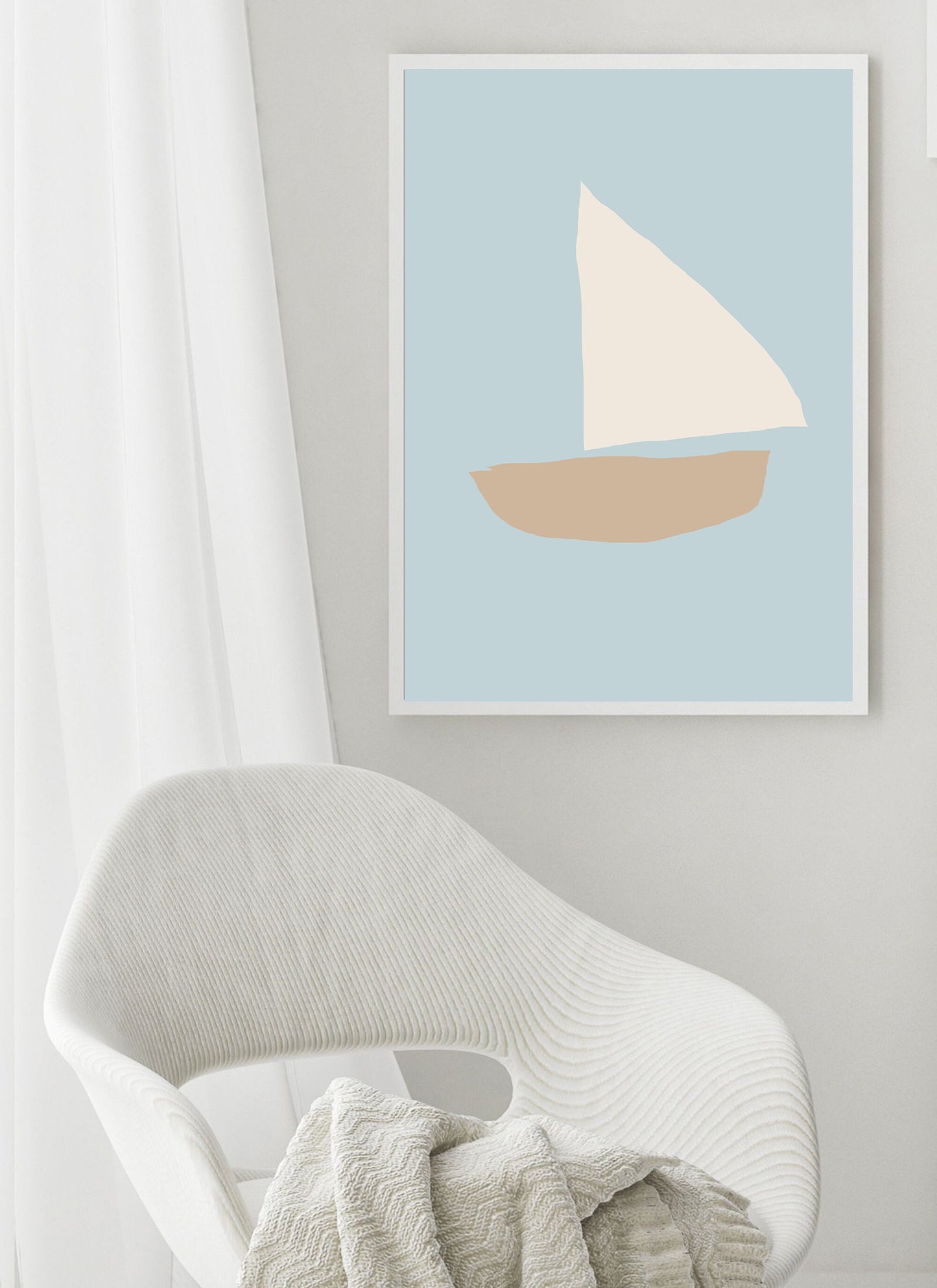 Sailboat Print, Nautical Nursery Wall Art, Baby Blue Decor, Digital Download, Lake House Art, Boys Room Decor, Coastal Nursery Decor