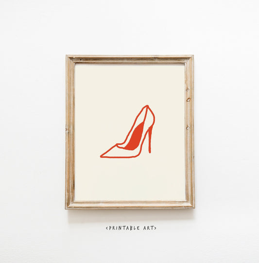 Stiletto High Heel Shoes Print, Girl Room Decor, Women's Day Wall Art, Red Shoes Print, Fashion Girl Poster, Simple and Minimalist Red Decor