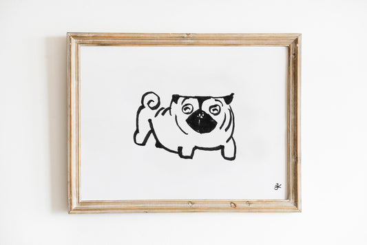 Pug Print, Digital Download, Black And White Printable, Pug Lover Gifts, Pug Poster, Pug Svg, Pug Clipart