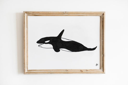 Orca Whale Print, Digital Download, Killer Whale Drawing, Orca Decor, Printable Wildlife print, Orca Illustration