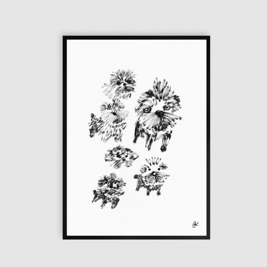 Whimsical Fluffy Bichon Frise Print, Dog Little Bolognese, Funny Cotonese Art, Pet Lover Gift Idea, Digital Download Decor, Minimalist Dog