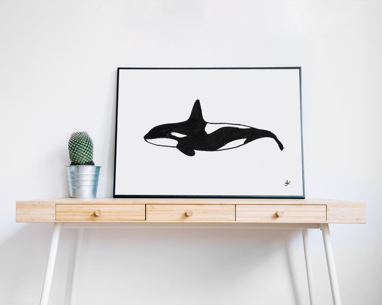 Orca Poster, Printable Wall Art, Minimalist Whale Sketch, Orca Ink Drawing, Spiritual Animals Art, Orca Nursery Art, Whale Lover Gift