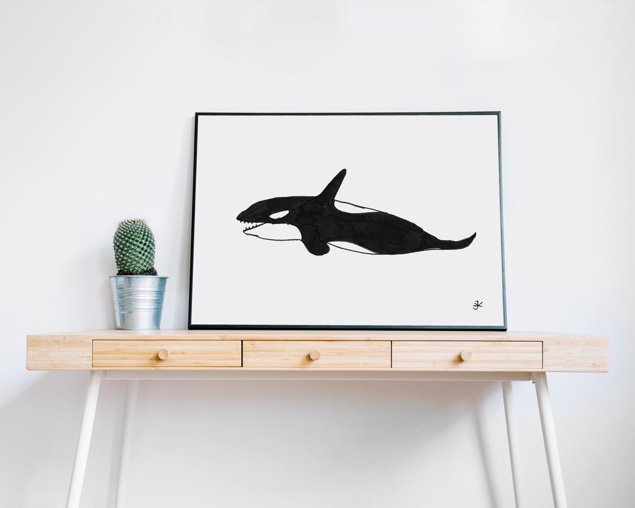 Orca Whale Print, Digital Download, Killer Whale Drawing, Orca Decor, Printable Wildlife print, Orca Illustration