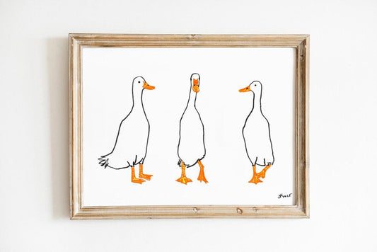 Silly Goose Print: Quirky Nursery Art, Trendy Wall Decor, Fun Kids’ Room Artwork, Whimsical Animal Print for Playroom, Cottage core Art