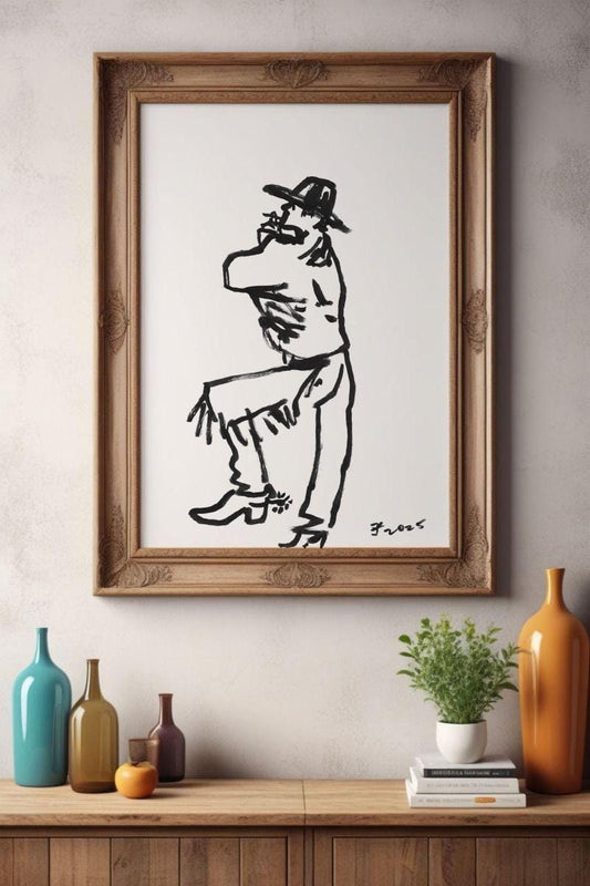 Classic Cowboy Poster Art Print, Vintage Western Decor, Country Home Wall Art, Rustic Cowboy Wall Decor, Unique Gift Idea, Cowboy Drawing